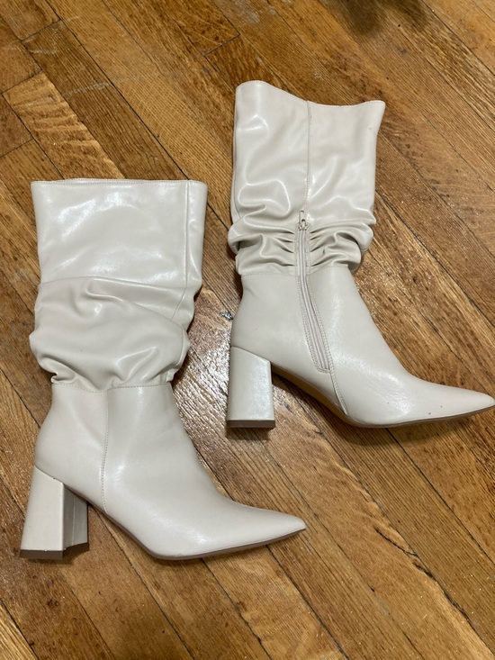 Steve Madden Shoes - Steve Madden Cream Slouch Block Heel Ankle Boots
